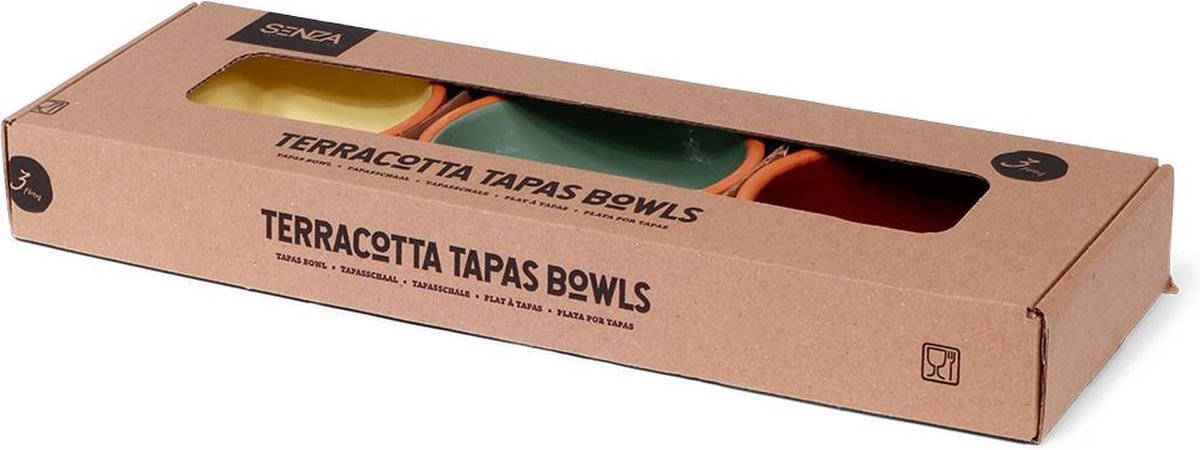 SENZA Terracotta Tapas Multi-kleur - 3 stuks - tapas bakjes -