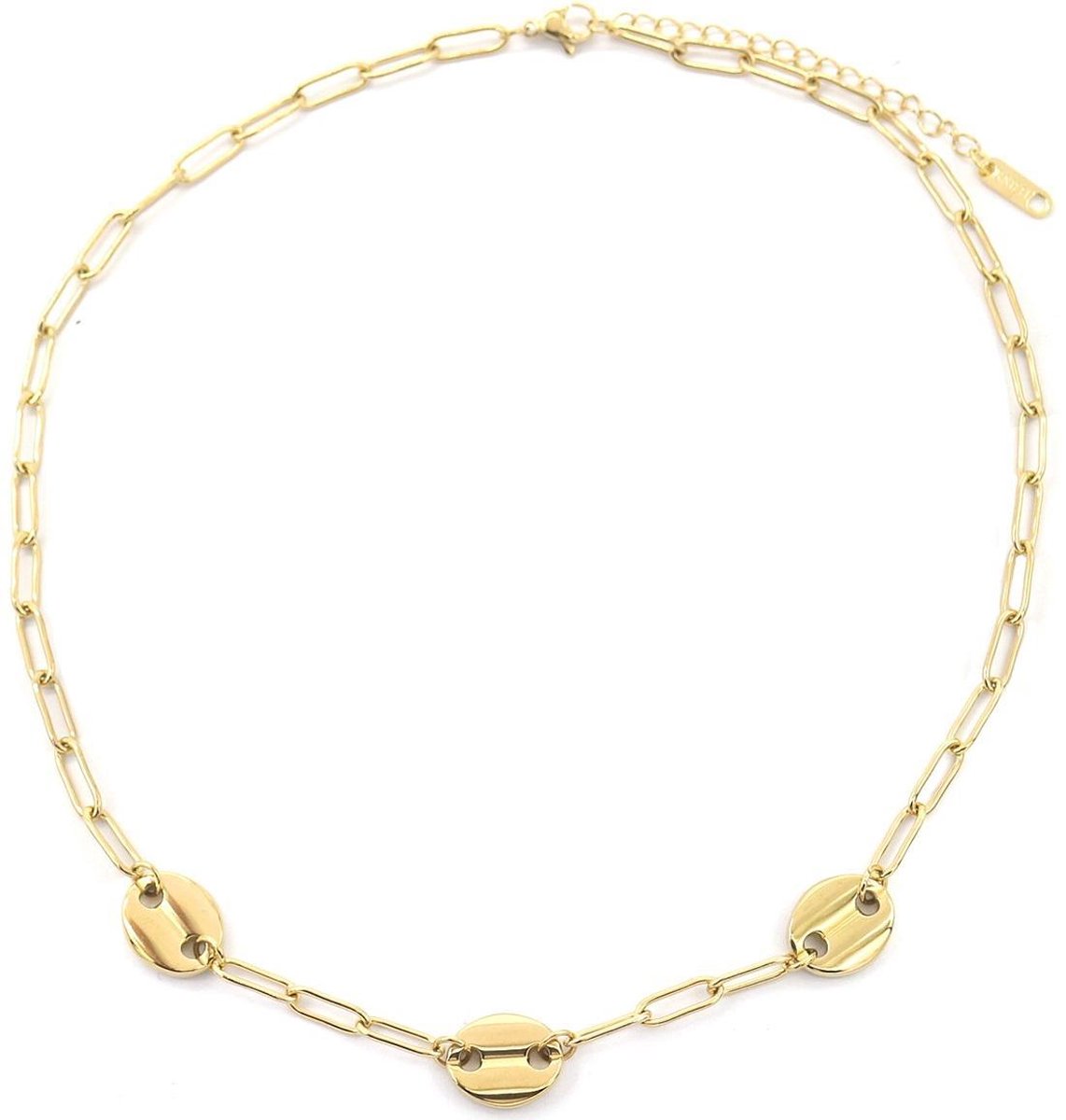 Ketting met Munten - RVS - Lengte Verstelbaar 40-45 cm - Goudkleurig