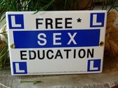 Emaille Bord \'free Sex Education\'