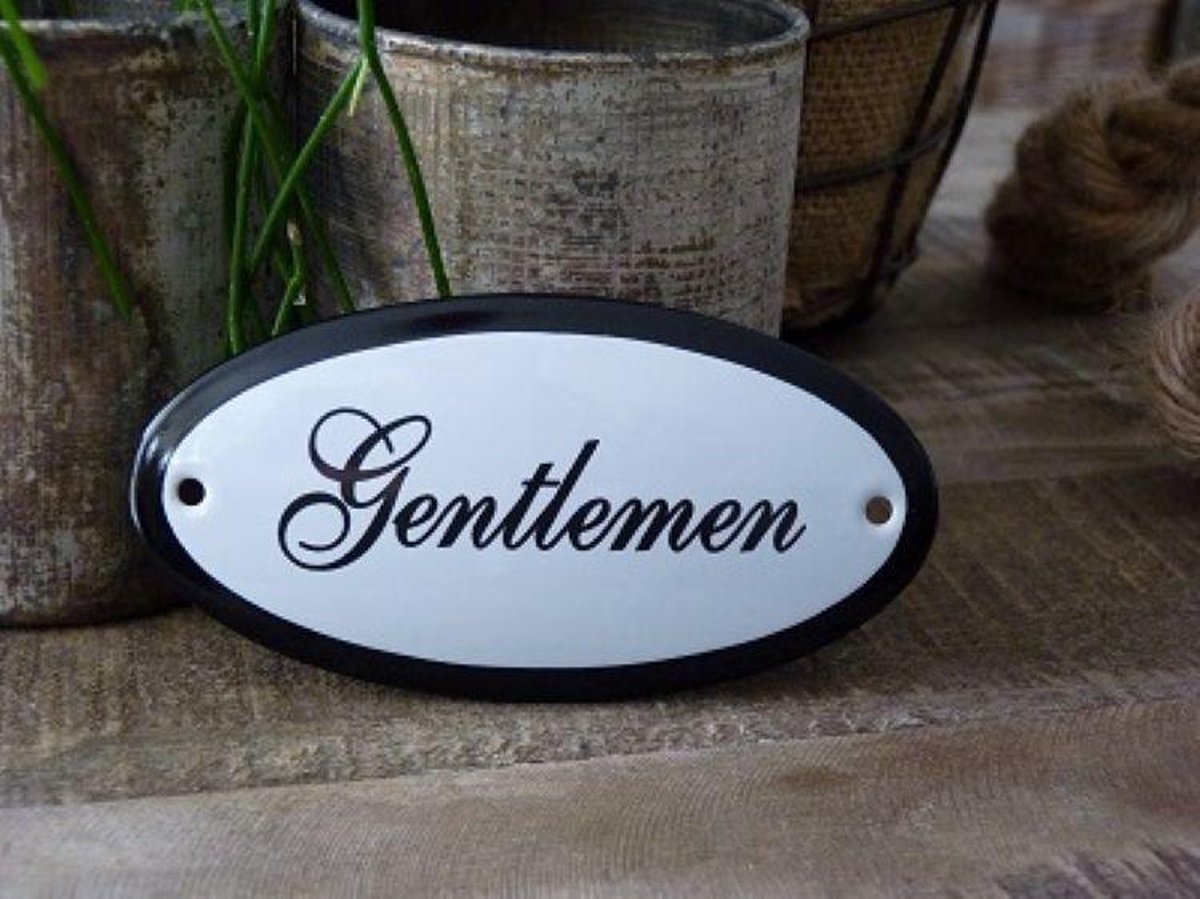 Emaille Deurbordje Ovaal \'gentlemen\'