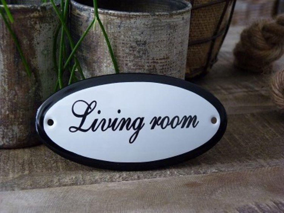 Emaille Deurbordje Ovaal \'living Room\'