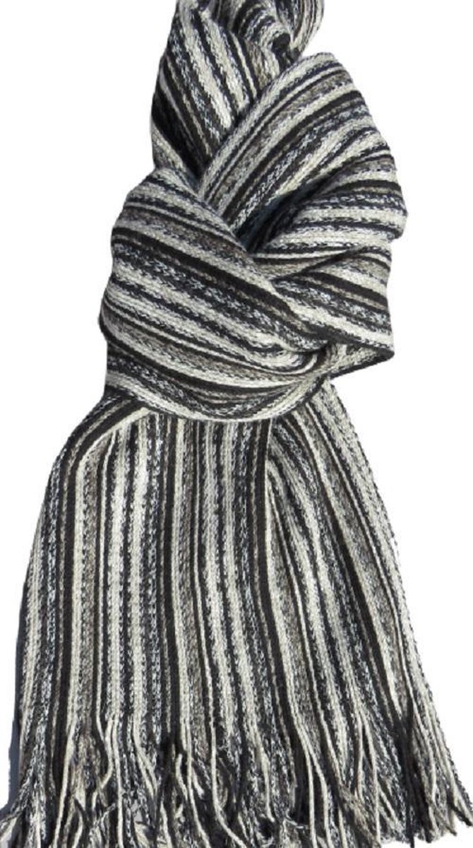 Gebreide sjaal winter met franjes voor dames en heren - 25×180 cm