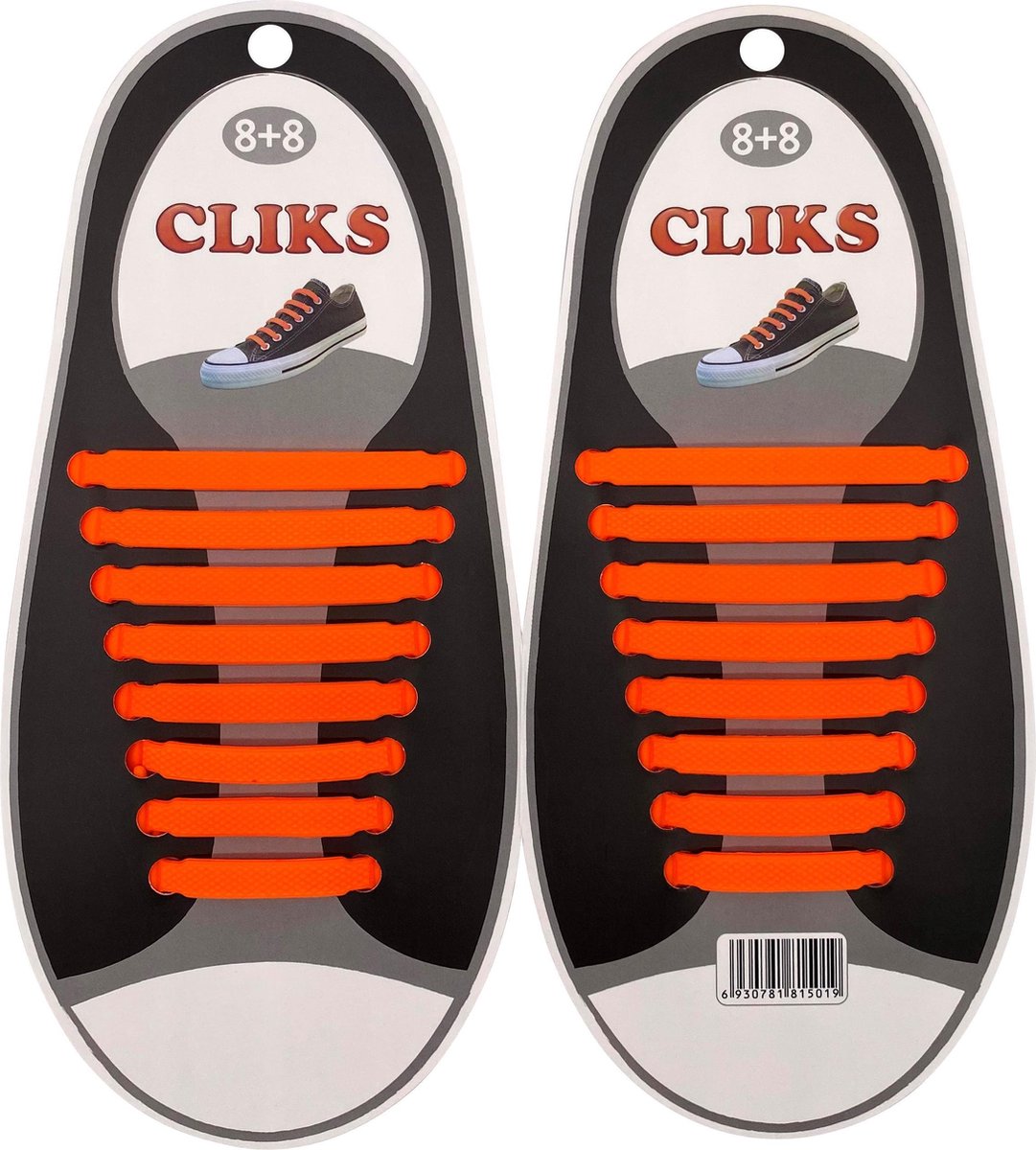 CLIKS elastische veters oranje - siliconen veters - kids - volwassenen