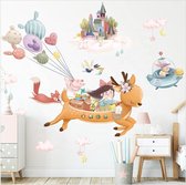 Muursticker | Meisje op Hert  | Wanddecoratie | Muurdecoratie | Slaapkamer | Kinderkamer | Babykamer | Jongen | Meisje | Decoratie Sticker