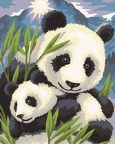 Schilderen op nummer - Panda met baby - 40x50cm