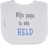 Funnies Slab, Mijn papa is een Held | slab voor baby's | eten en drinken | slab met tekst |  slabbetjes voor baby's | papa