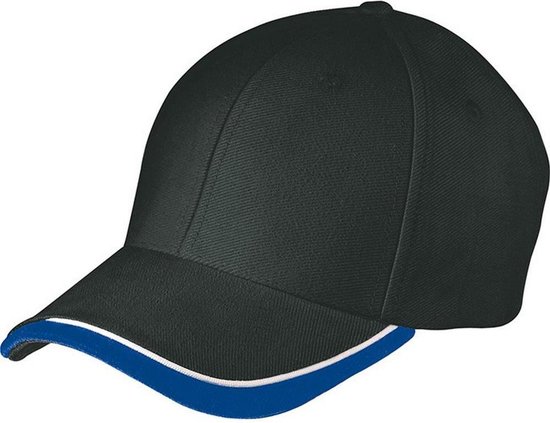 Myrtle Beach Volwassenen Unisex Half-Pipe Sandwich Cap (Zwart/Wit/Loyaal Blauw)