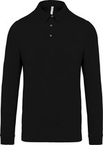 Kariban Heren Jersey Gebreid Poloshirt met lange mouwen (Zwart)