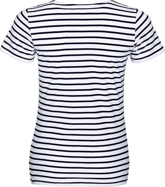 SOLS Dames dames Miles Gestreept T Shirt met korte mouwen Wit Zwaar bol