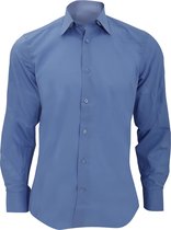 Russell Collectie Heren Lange Mouw Poly-Katoen Gemakkelijke Verzorging op maat gemaakt Poplin Shirt (Bedrijfsblauw)
