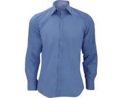 Russell Collectie Heren Lange Mouw Poly-Katoen Gemakkelijke Verzorging op maat gemaakt Poplin Shirt (Bedrijfsblauw)