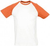 SOLS Heren Funky Contrast T-Shirt met korte mouwen (Wit/oranje)