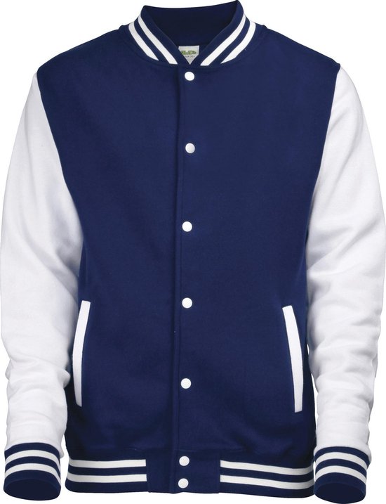 Baseball Jacket (Donkerblauw / Wit) - L