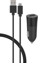 Bigben Connected, USB A autolader 2,4A FastCharge USB A/micro USB-kabel, Zwart
