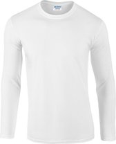 Gildan Heren Zachte Stijl Lange Mouw T-Shirt (Wit)
