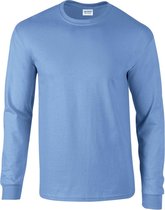 Gildan Heren Effen Bemanningsleden Hals Ultra Katoen Lange Mouw T-Shirt (Carolina Blauw)