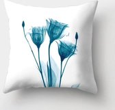 Kussenhoes met doorzichtige blauwe bloemen (500235)