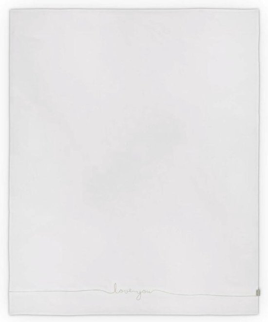 Wit lakentje met 'love you' tekst in beige.