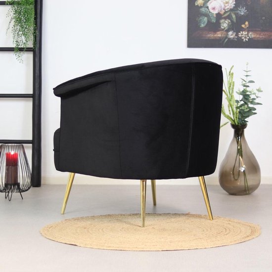 Bronx71® Velvet fauteuil Amy zwart