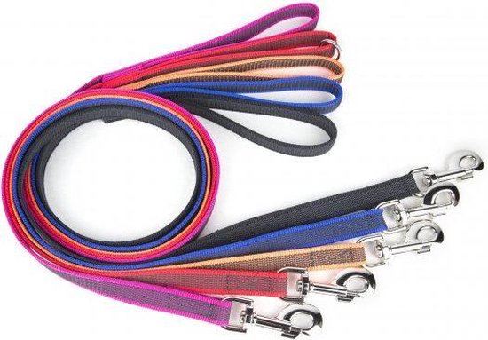 Julius K9 antislip lijn, 2m / 14 mm - met handvat - NEON