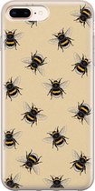 Leuke Telefoonhoesjes - Hoesje geschikt voor iPhone 8 Plus - Bijen print - Soft case - TPU - Print / Illustratie - Geel