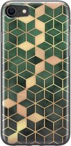 iPhone SE 2020 hoesje siliconen - Groen kubus - Soft Case Telefoonhoesje - Print / Illustratie - Transparant, Groen