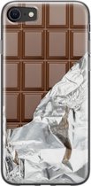 iPhone 8/7 hoesje siliconen - Chocoladereep - Soft Case Telefoonhoesje - Print / Illustratie - Transparant, Bruin