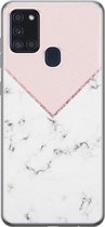 Leuke Telefoonhoesjes - Hoesje geschikt voor Samsung Galaxy A21s - Marmer roze grijs - Soft case - TPU - Marmer - Roze