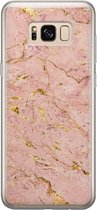 Leuke Telefoonhoesjes - Hoesje geschikt voor Samsung Galaxy S8 - Marmer roze goud - Soft case - TPU - Roze