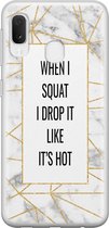 Samsung Galaxy A20e hoesje siliconen - Fitness quote squats - Soft Case Telefoonhoesje - Tekst - Grijs