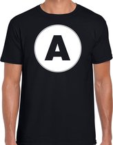 T-shirt met de letter A heren zwart voor het maken van een naam / woord voor teamsportdagen of als namen shirt - team A S
