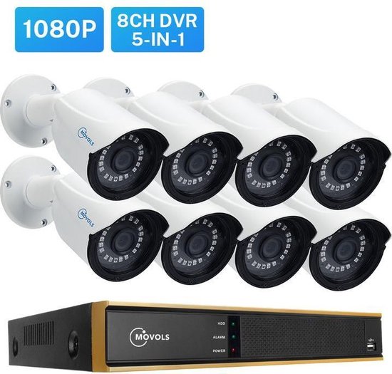 Caméra Movols 8x1080P avec système de surveillance XVR hybride 5en1