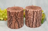 Candles by Milanne - Boomstam kaars, Breed-Laag - 11 cm, H12,5 cm - BEKIJK VIDEO