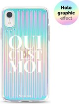 Fooncase Hoesje Geschikt voor iPhone XR hoesje - TPU Hard Case - Holografisch effect - Back Cover - Oui C'est Moi (Holographic)