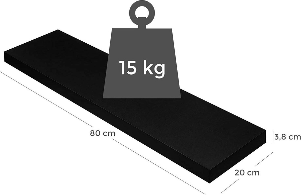 SONGMICS Wandplank, set van 2, zwevende planken met hoogglans afwerking, 80 x 10 cm, wandplank voor fotolijstjes en boeken, woonkamer, slaapkamer, badkamer, keuken, wit LWS080W01 SONGMICS Wandplank, set van 2, zwevende planken met hoogglans afwerking, 80 x 10 cm, wandplank voor fotolijstjes en boeken, woonkamer, slaapkamer, badkamer, keuken, wit LWS080W01