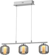 BRILLIANT Rafa LED hanglamp 3-vlams staven chroom / rookglas binnenverlichting, hanglampen, staven | 3x 5.67W LED geïntegreerd, (lichtstroom: 697lm, lichtkleur: 3000K) | A + | In hoogte verst