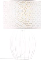 BRILLIANT Galance tafellamp draadvoet wit binnenverlichting, tafelverlichting, -decoratief | 1x A60, E27, 40W, geschikt voor normale lampen (niet inbegrepen) | A ++ | Edel structuurscherm gem