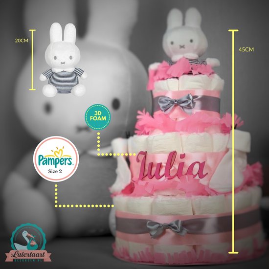 Gâteau de couches fille 3 couches avec Miffy - maintenant avec cadeau de  nom de bébé... | bol.com