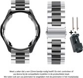 Zilver Zwart Metalen Bandje en kunststof beschermcase geschikt voor de Samsung Gear S3 Frontier 22 mm silver colored smartwatch strap and case - Gear S3 Frontier