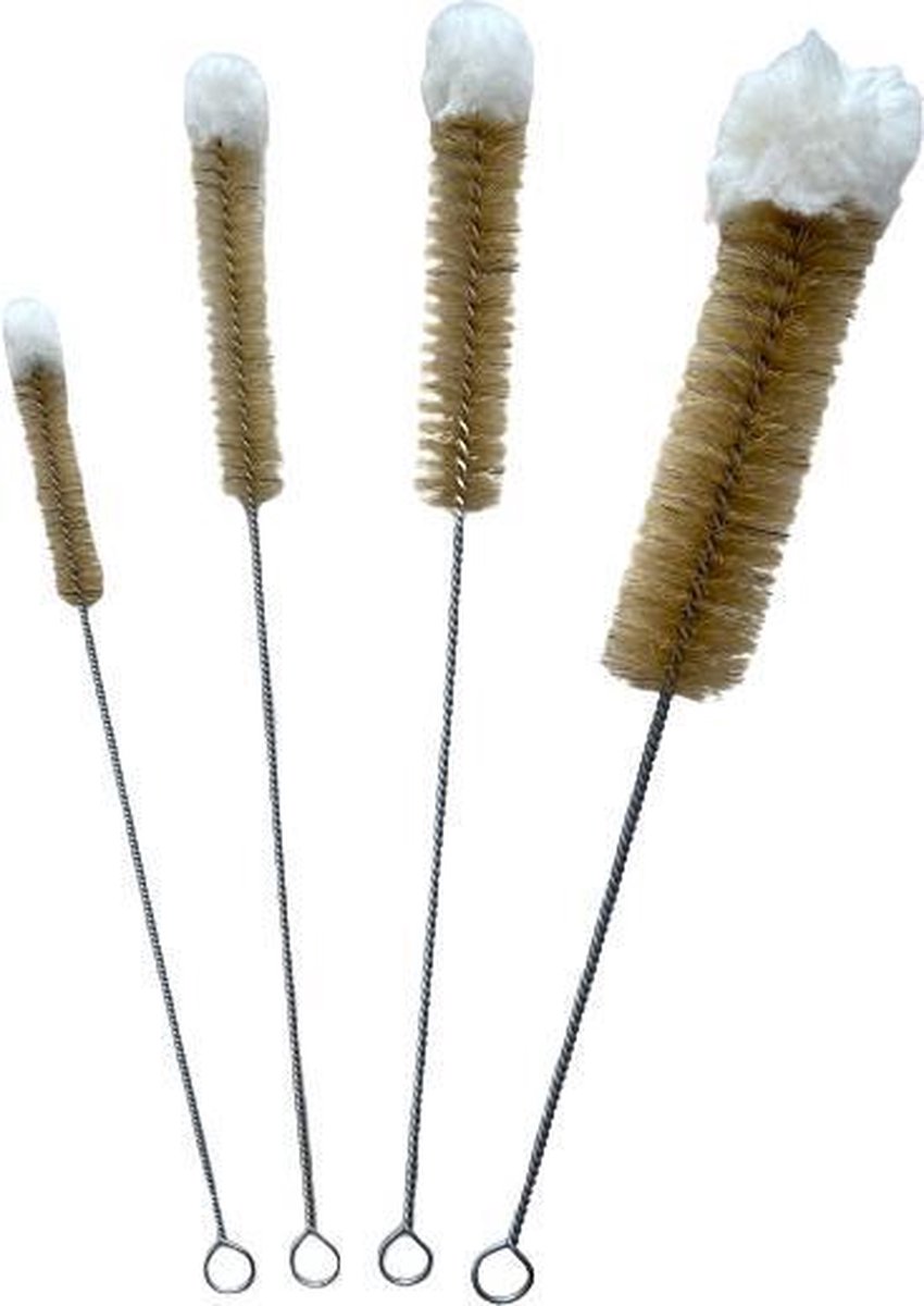 Set van 4 luxe tuitenragers - ragers - reinigingsborsteltje - van haar met katoenen top - Ø 10, 15, 20 en 30 mm