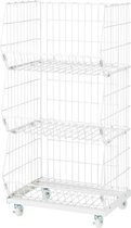 Mandrek op Wielen met 3 schappen (B59cm) - Wit