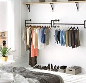 MIRA Home Tringle à vêtements - Portemanteau - Lot de 2 - Industriel - Fer - Noir - 110 x 30 x 29,3