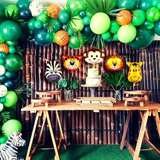 salaris Jongleren halfgeleider Jungle Decoratie 108 Ballonnen - Safari Versiering - Verjaardag Feest |  bol.com