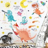 Sticker Muursticker Chambre d'enfants | Décoration murale Chambre de bébé | Décoration Garçons & Filles | Décor de Dinosaurus | Autocollants 3D | Muursticker Dino | Fête avec les Dino