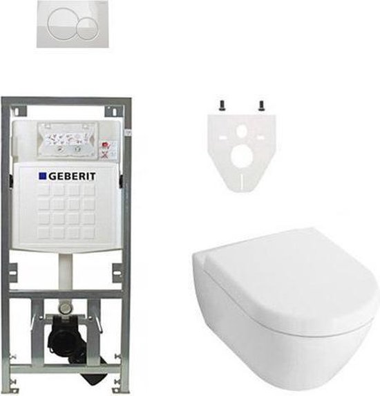 Villeroy en Boch Subway 2.0 DirectFlush toiletset met Geberit reservoir en bedieningsplaat softclose wit - Villeroy & Boch
