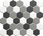 0,91m² -Mozaiek tegel London Hexagon Donker Grijs mix 5,1x5,9