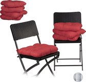 Relaxdays 8 x stoelkussen - tuinkussen - matraskussen - kussen - tuinstoelkussen – rood