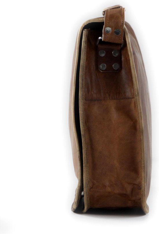 Sacoche ordinateur 17 pouces - Vintage Look Bag Brown Genuine Cuir - Book  bag Almeria... | bol