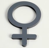 Dames Toilet deurbordje vrouw symbool - 15 cm - grijs acrylaat.