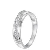 Lucardi Dames Ring rhodiumplated met zirkonia - Ring - Cadeau - Moederdag - Echt Zilver - Zilverkleurig